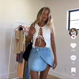 denim asymmetrical mini skirt